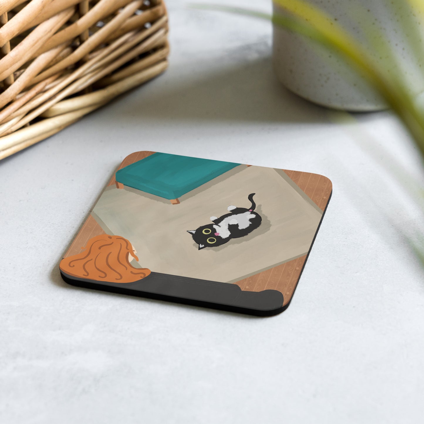 Tummy Time - Cork-back coaster